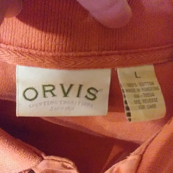 Vintage Orvis Men's Orange Fishing Polo - Picture 5 of 7